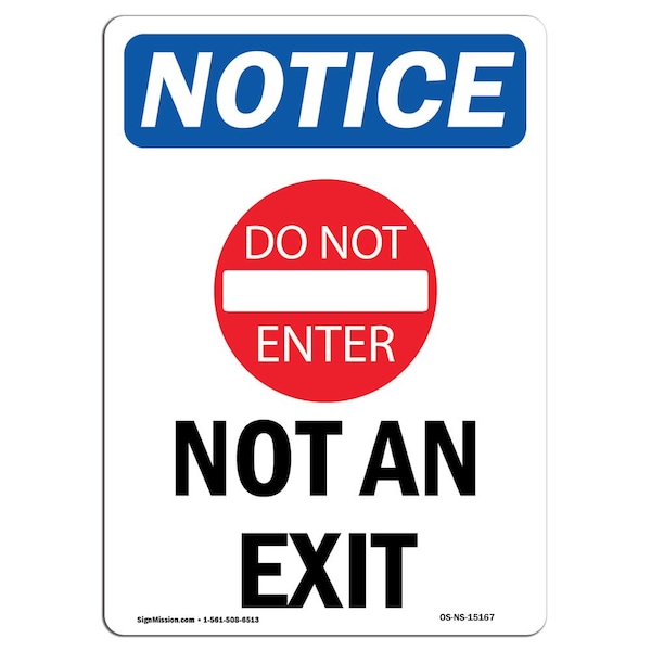 Safety Sign, OSHA Notice, 5" Height, Not An Exit Sign With Symbol, Portrait, 10PK